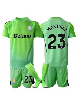 Billige Aston Villa Emiliano Martinez #23 Keeper Bortedraktsett Barn 2025-26 Kortermet (+ Korte bukser)